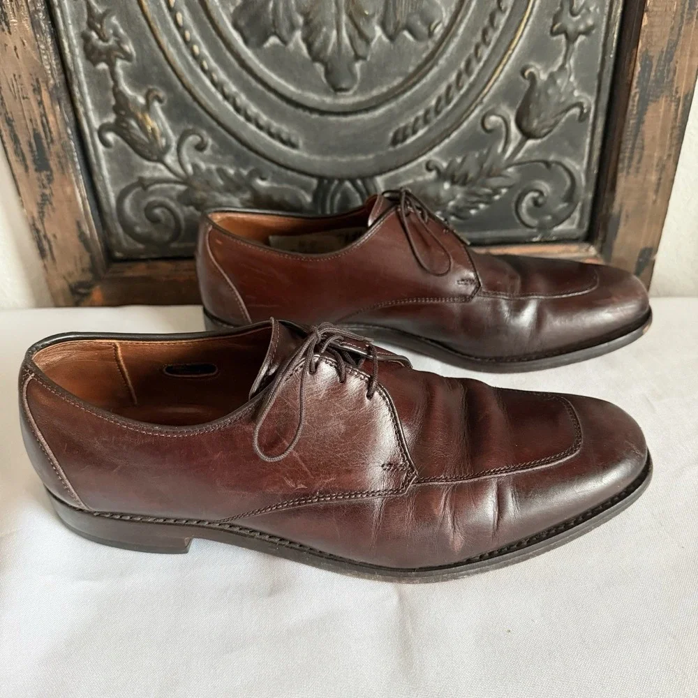 Allen Edmonds Burton Oxford‎ Mens Sz 9.5 D Brown Made In USA Leather Dress Shoes